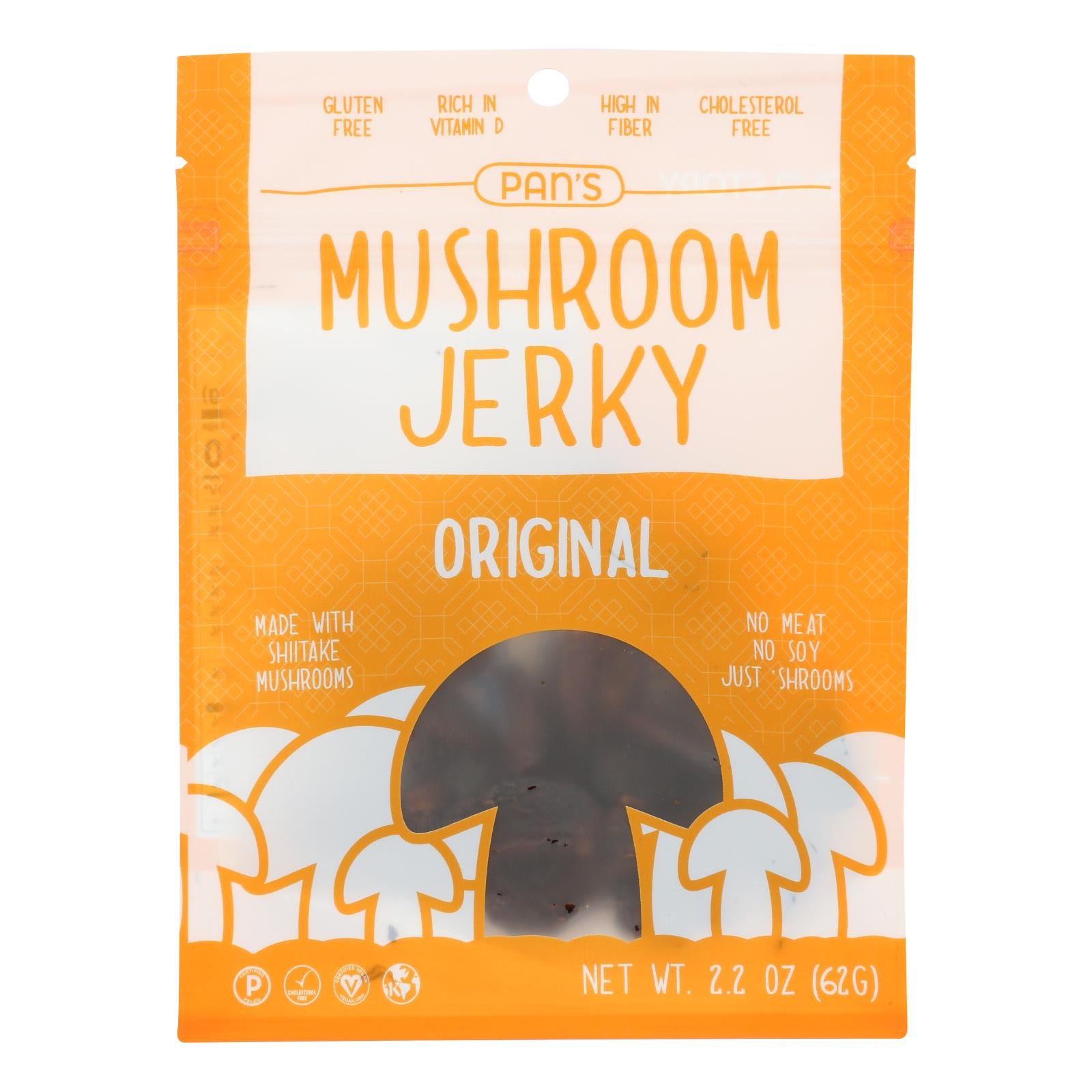 Pan'S - Mushroom Jerky Original - Case Of 6-2.2 Oz