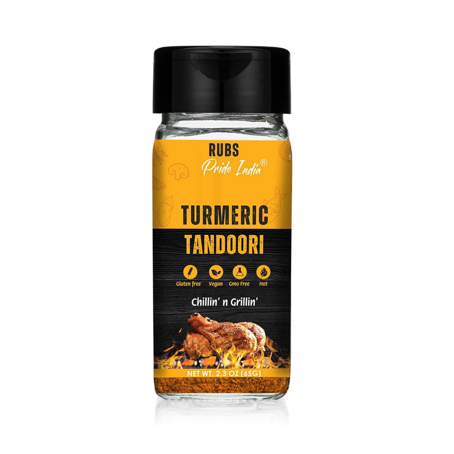 Pride Of India Turmeric Tandoori Rub - Gourmet Spice Blend, Vegan, Gluten-Free, 2.3 oz
