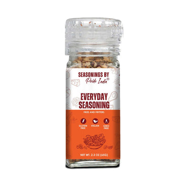Pride Of India Everyday Seasoning 2.3 Oz (65 Gm) W/ Convenient Grinder Cap Tangy Spicy All Purpose Mixes |Himalayan Pink Salt Ga