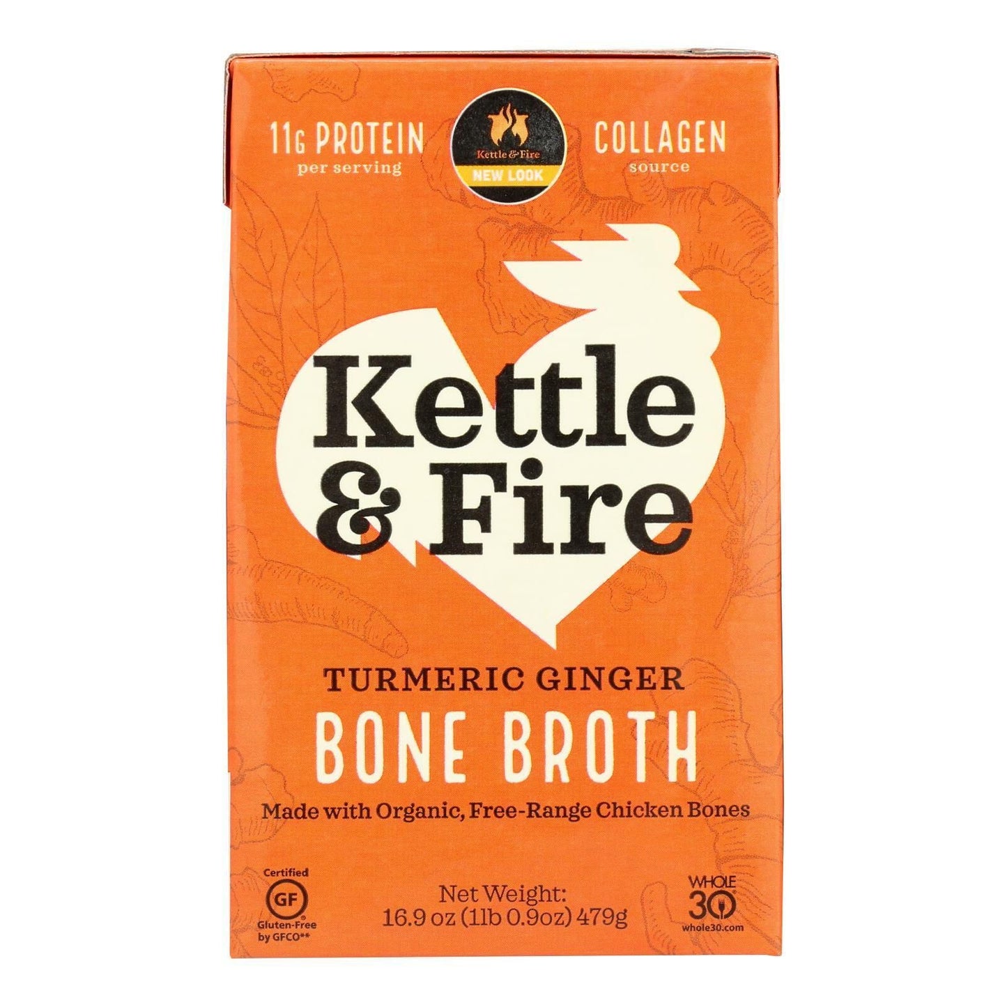 Kettle & Fire Bone Broth, Chicken Turmeric Ginger, 16.9 Fl Oz, Model BS2-TGNGR