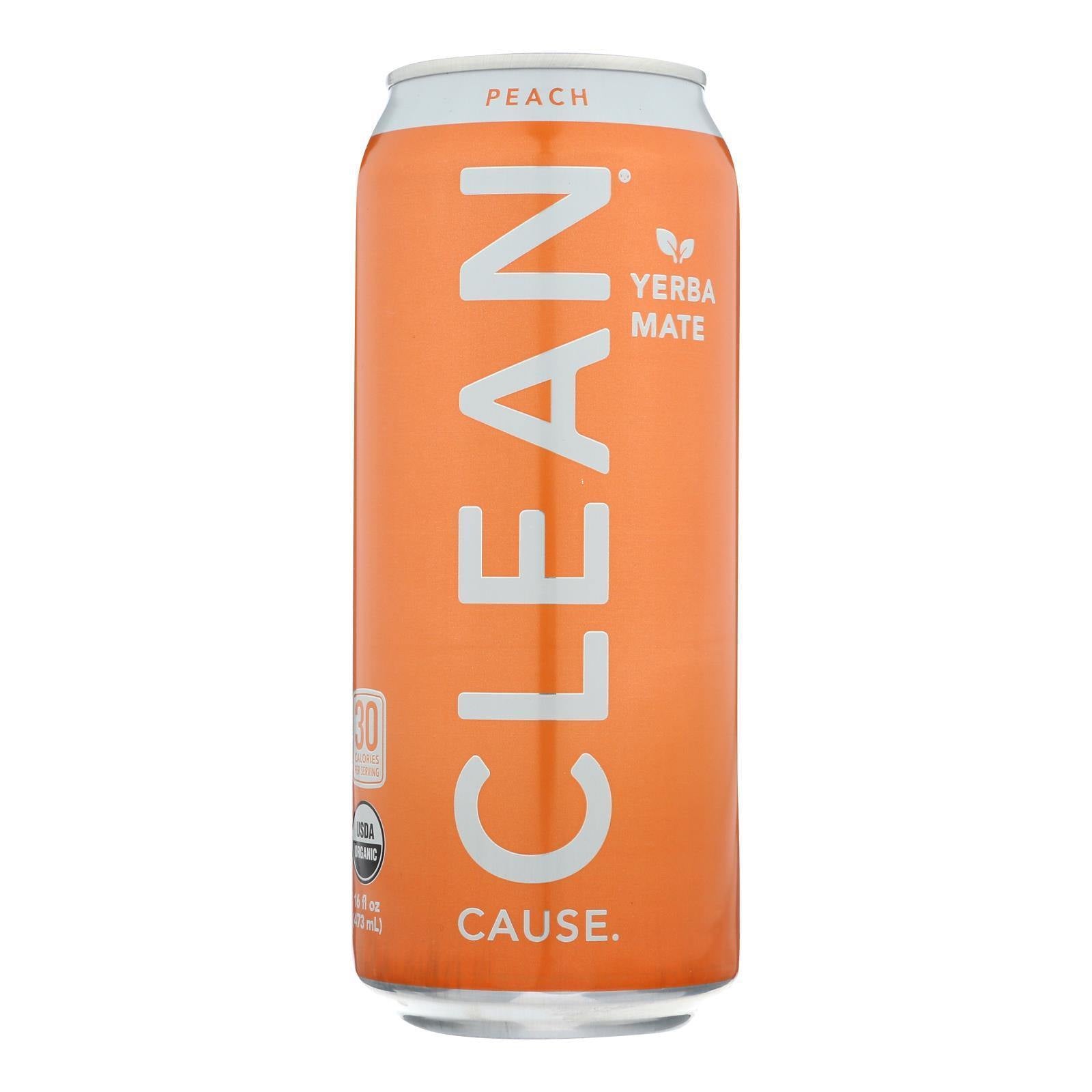 Clean Cause - Yrba Mte Peach Clean - Case Of 12 - 16 Fz(D0102Hx22Rv.)