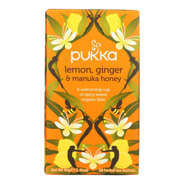 Pukka Herbal Teas Tea - Organic - Lemon Ginger and Manuka Honey - 20 Bags - Case of 6(D0102HX2TVY.)
