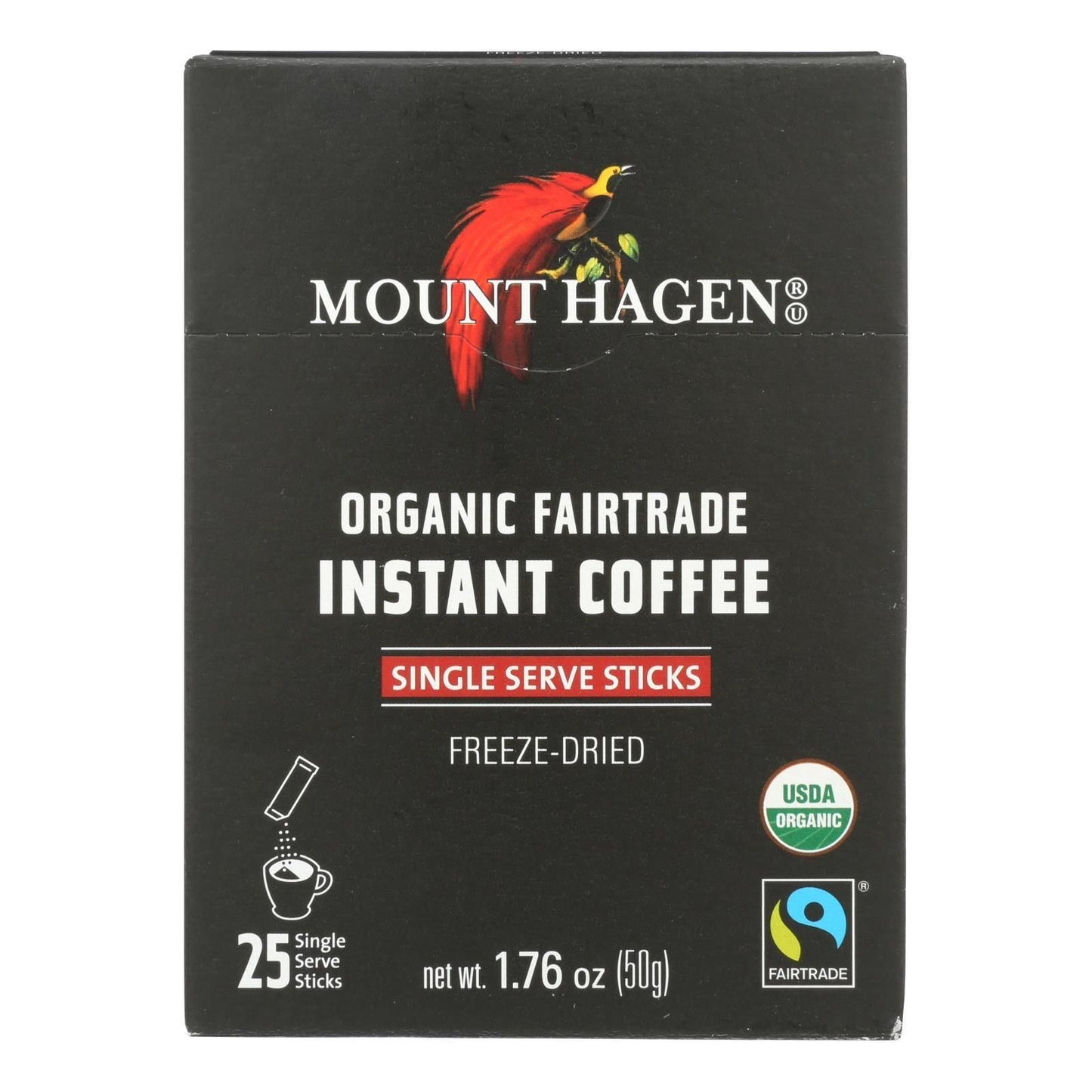 Mount Hagen - Organic Fairtrade Instant Coffee 25 Single Serve Sticks 25ct - Case of 8 - 1.76 OZ(D0102HX7ALY.)