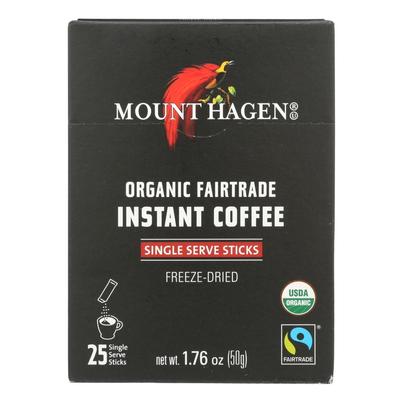 Mount Hagen - Organic Fairtrade Instant Coffee 25 Single Serve Sticks 25ct - Case of 8 - 1.76 OZ(D0102HX7ALY.)