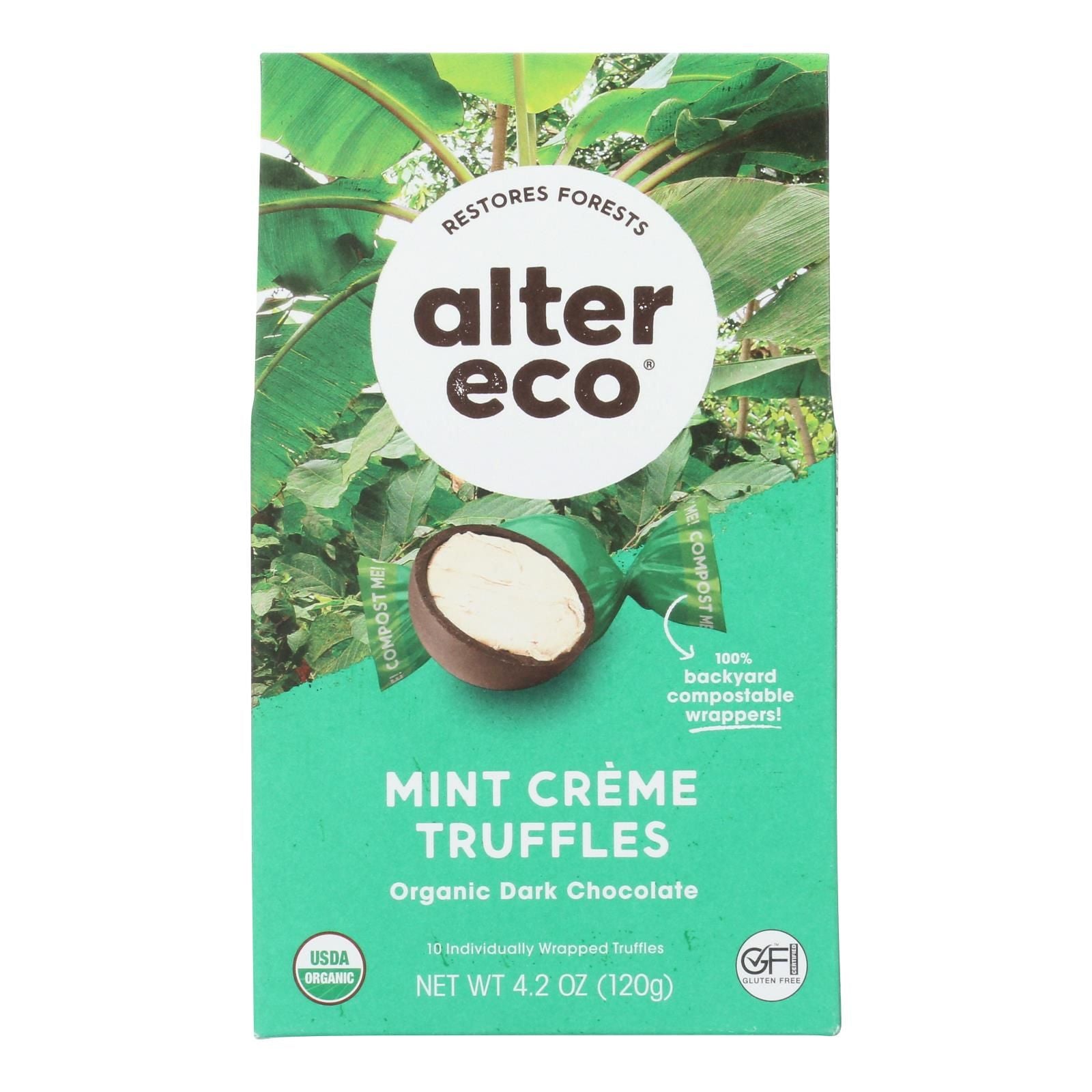 Alter Eco Americas Dark Chocolate Truffles - Mint Creme - Case of 8 - 4.2 oz.(D0102HX8TU2.)