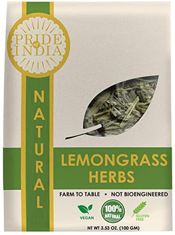 Pride Of India - Natural Dry Indian Lemongrass Herb  353Oz (100Gm) Full Leaf - Certified And Authentic Indian Herb - Perfect For