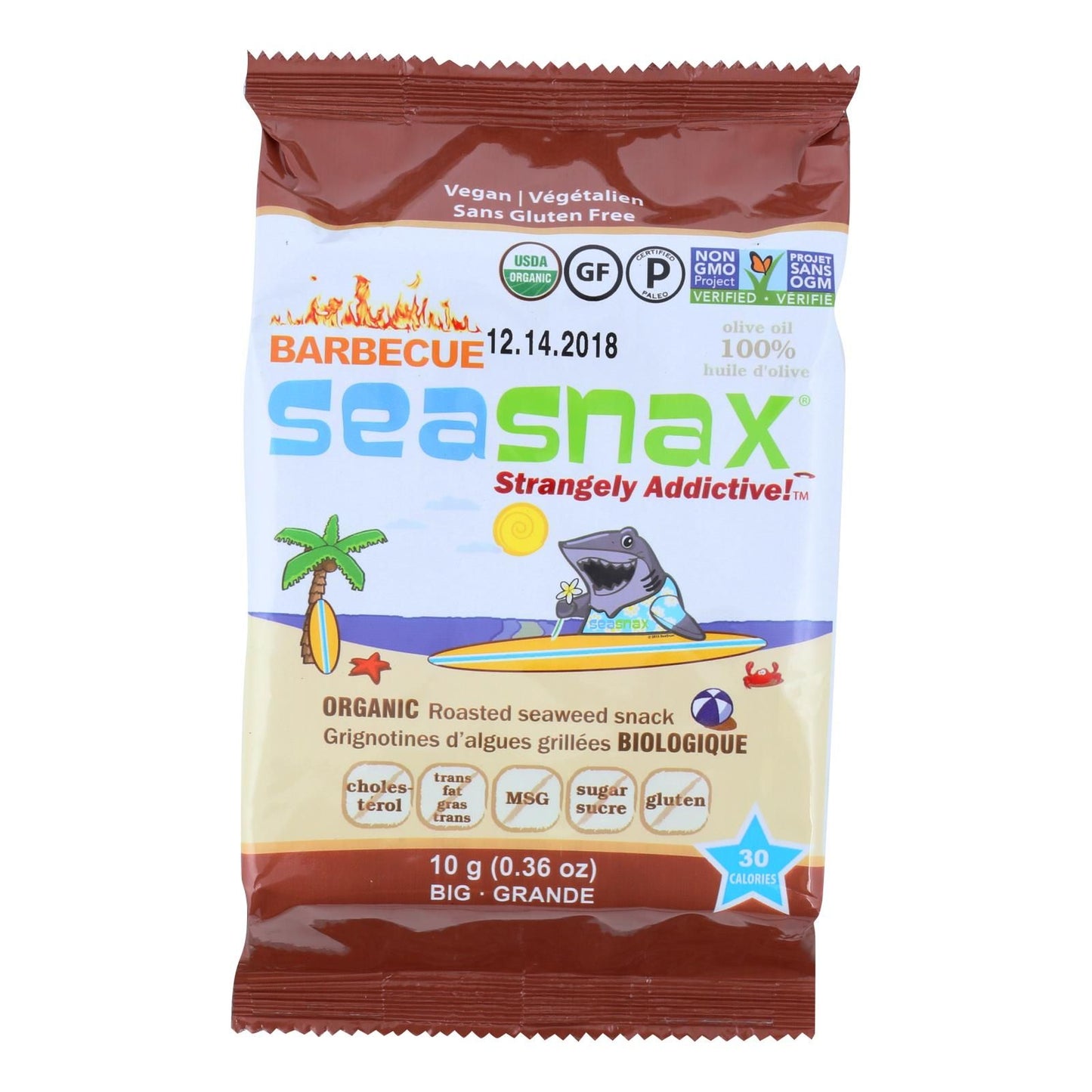 Seasnax Seaweed Snax - Organic - BBQ - Case of 12 - .36 oz(D0102HXWP46.)