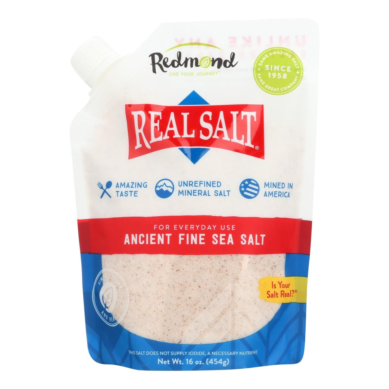 Real Salt Sea Salt  Ancient  Fine  Pouch  Case of 6  16 oz(D0102HXWPRX.)