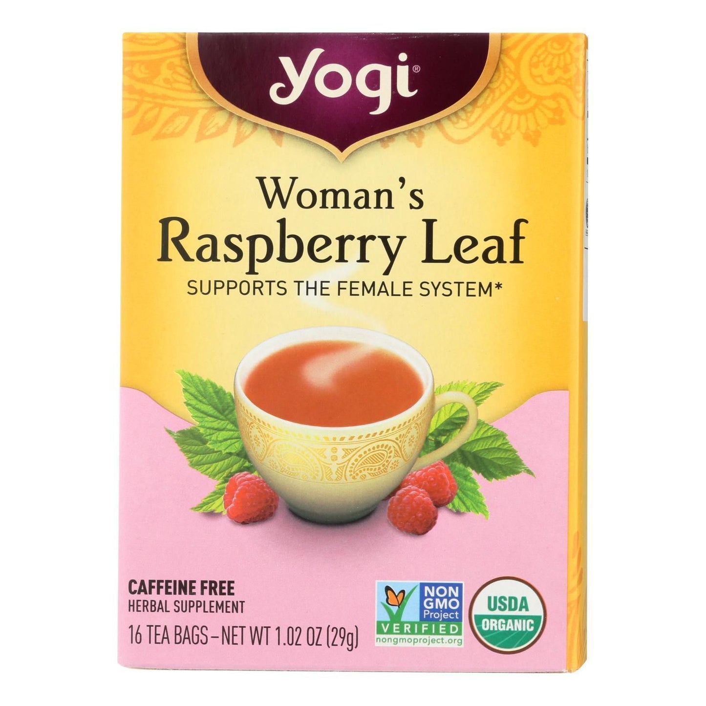 Yogi Organic WomanS Herbal Tea Raspberry Leaf - 16 Tea Bags - Case Of 6(D0102Hxx1Zw.)
