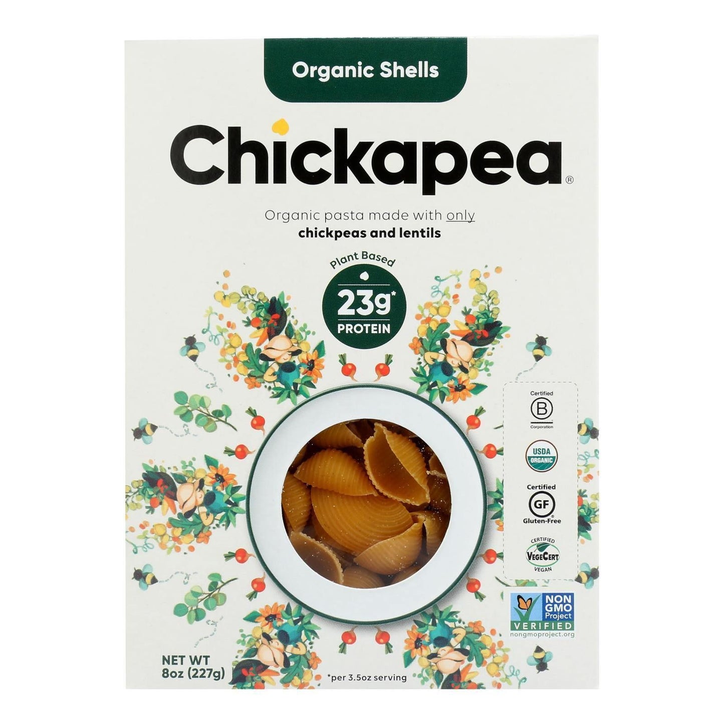 Chickapea Pasta - Pasta - Shells - Case of 6 - 8 oz.(D0102HXX3NW.)