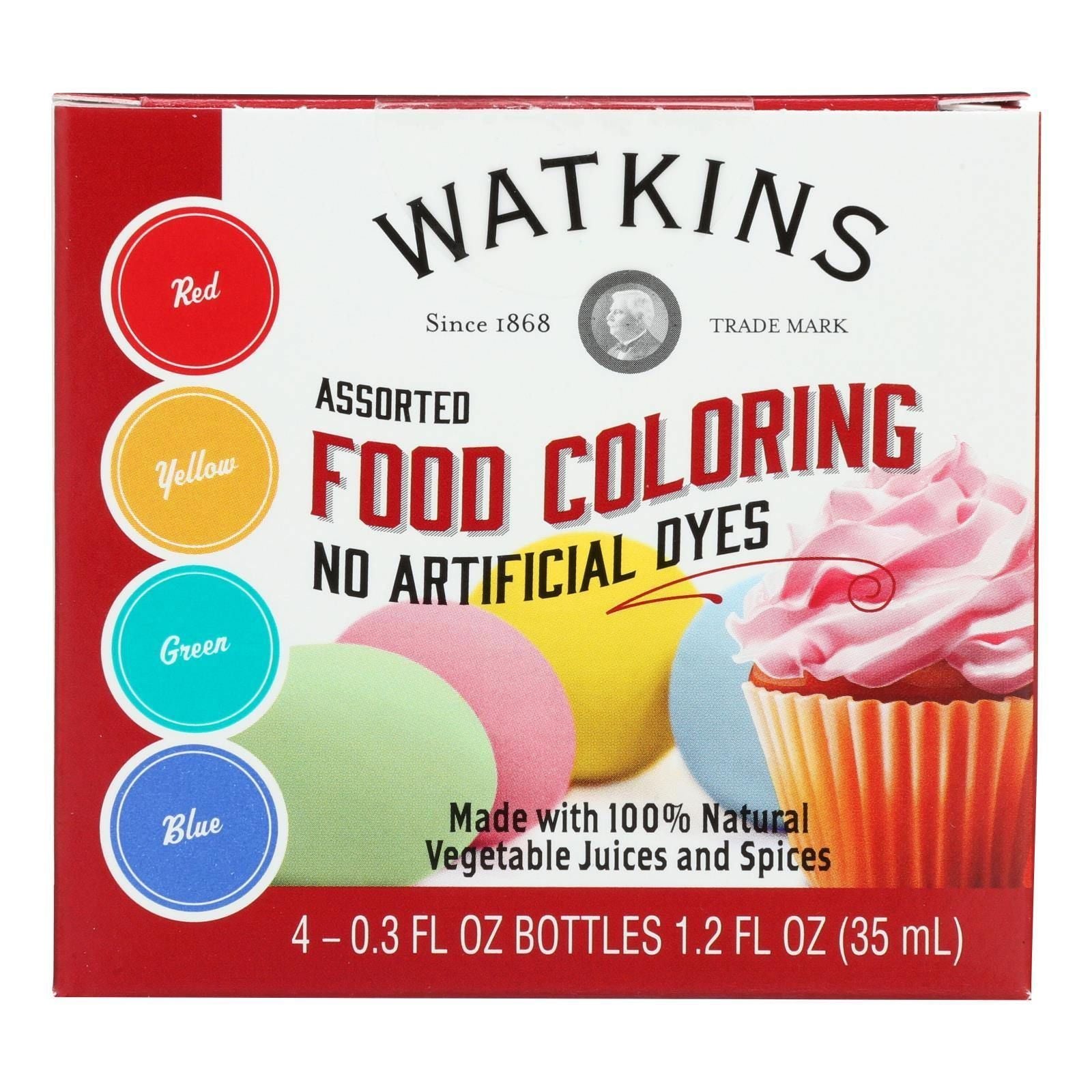 J.R. Watkins Food Coloring - Assorted - Case of 6 - 4 Count(D0102HXX6MV.)