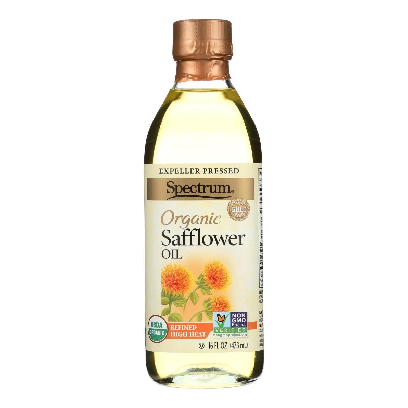 Spectrum Naturals High Heat Refined Organic Safflower Oil - Case of 12 - 16 Fl oz.(D0102HXXULG.)