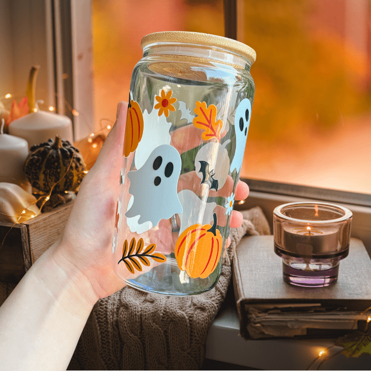 Pumpkin Spice Aesthetic Cup – Autumn Iced Coffee Tumbler, Reusable Drinkware