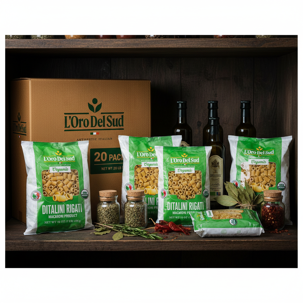 L'Oro Del Sud, Organic Ditalini Pasta, 20 Pack x 1 lb
