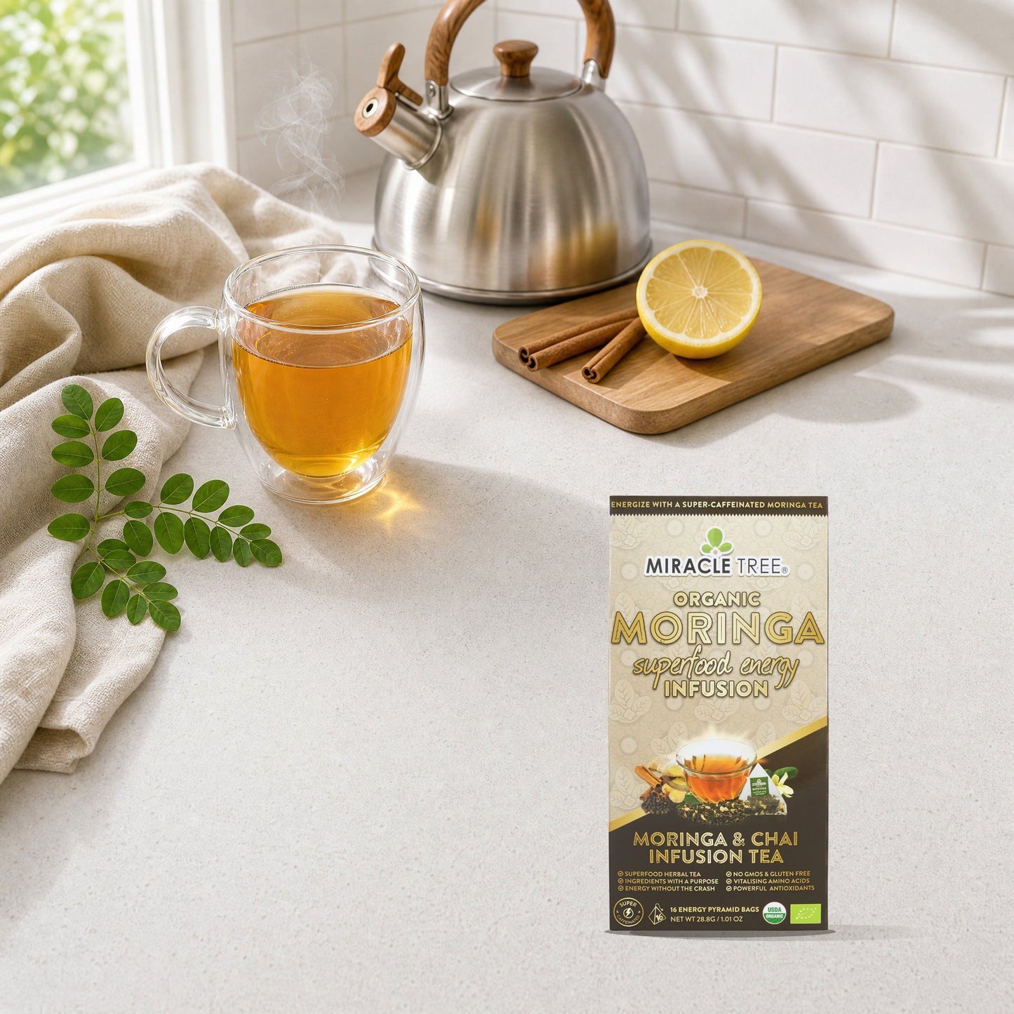 Organic Moringa Energy Tea - Chai Spice - Natural Coffee Alternative