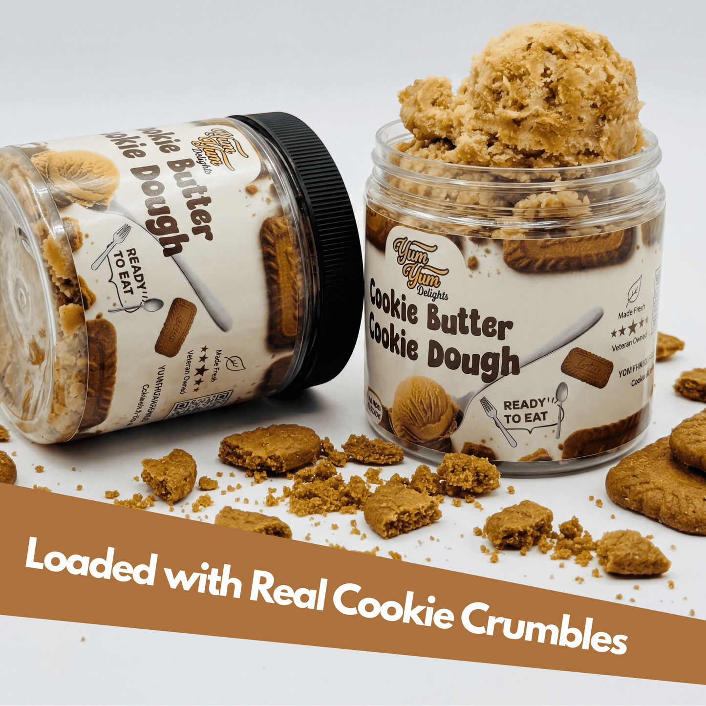 Edible Cookie Butter Cookie Dough - Egg-Free - With Biscoff Crumbles