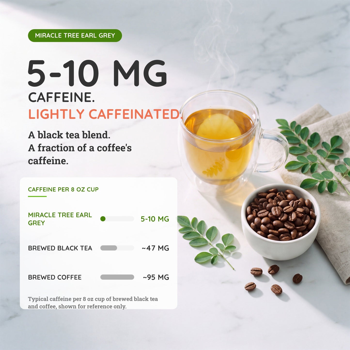 Organic Moringa Tea - Earl Grey - Lightly Caffeinated Herbal Tea
