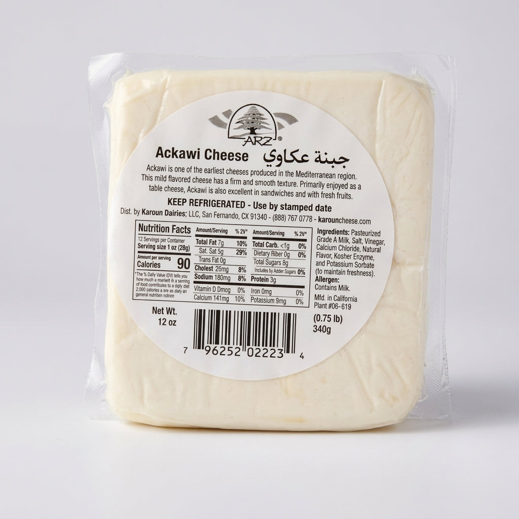 Arz Ackawi Cheese 12 oz - Whole Milk Halal Mediterranean Cheese