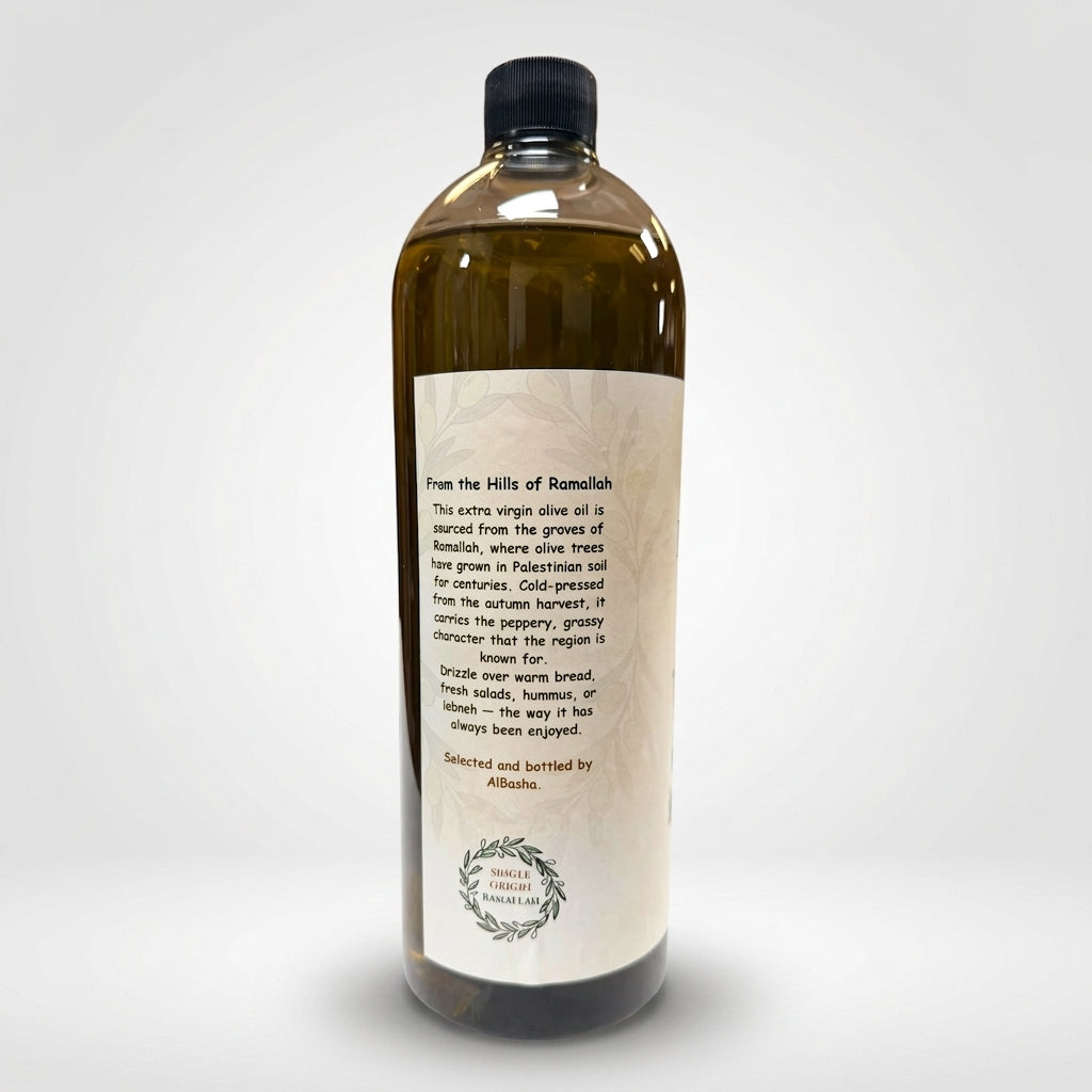 AlBasha Palestinian Olive Oil 33.8 oz - Single Origin Ramallah Harvest