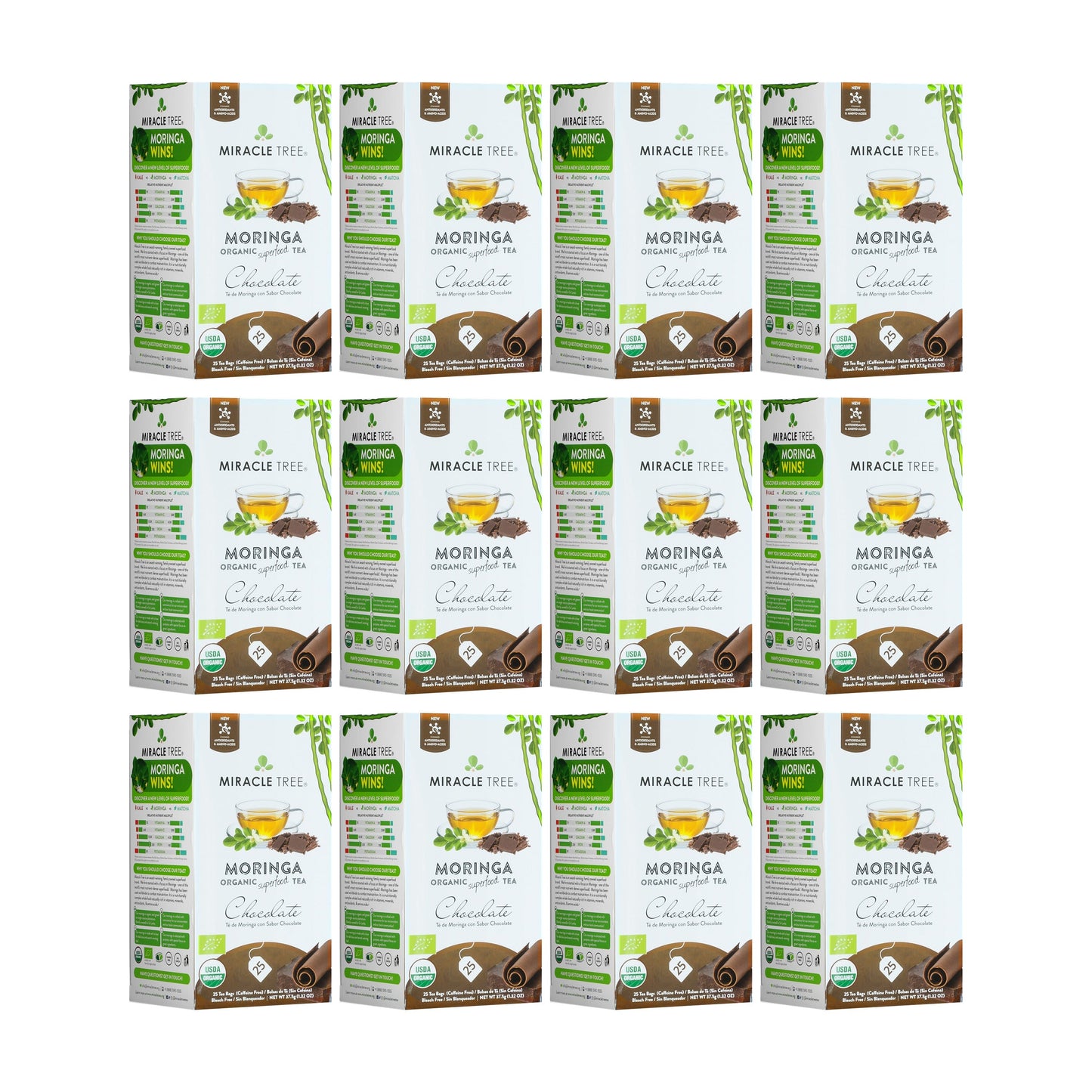 Organic Moringa Tea - Chocolate - Caffeine-Free Herbal Tea