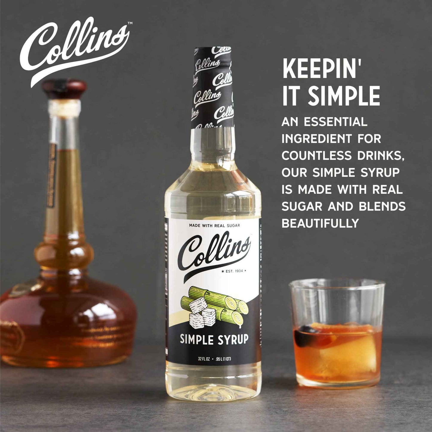 Real Sugar Cocktail Simple Syrup 32 oz