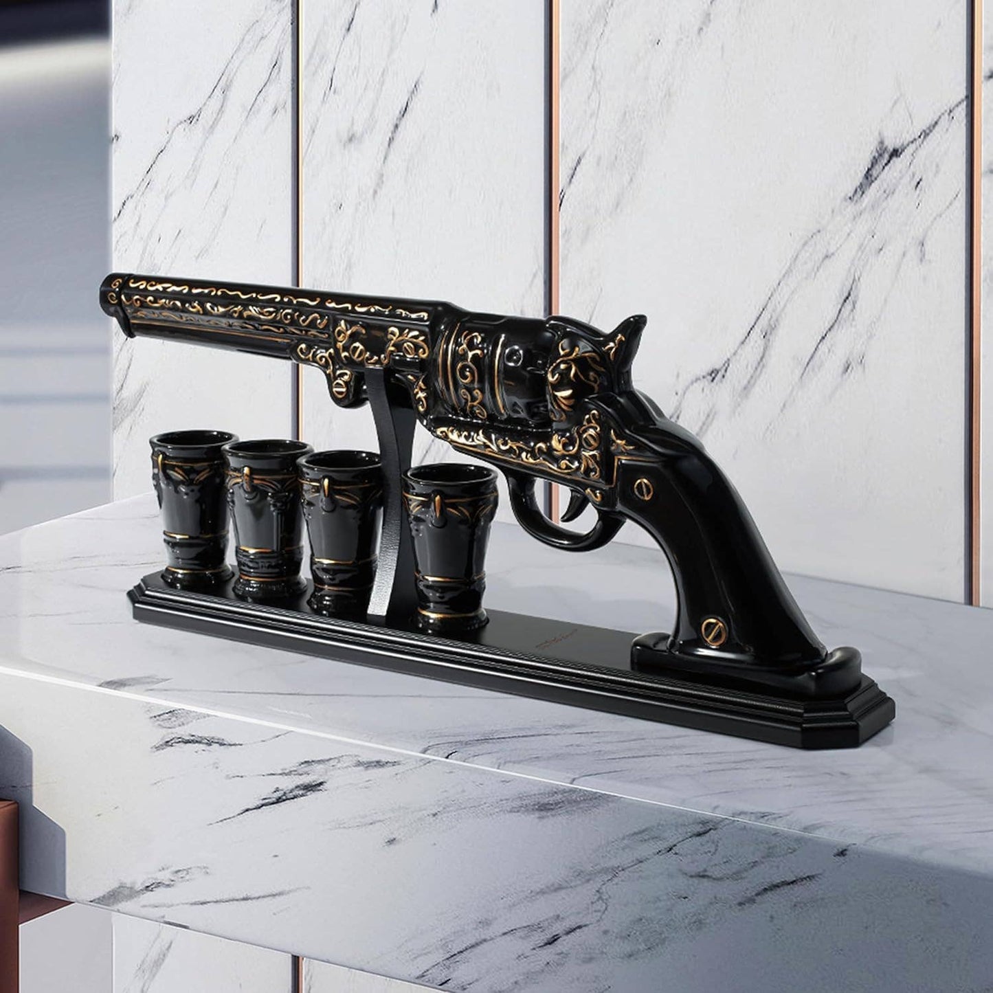 Gun Whiskey Decanter & Bullet Shot Glass Set