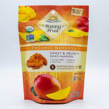 Sunny Fruit Organic Dried Mangoes 3.5 oz - Sweet & Velvety 5 Portion Packs