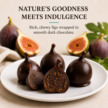 Andy Anand Vegan Belgian Dark Chocolate Figs - 24 Pc Gift Box, Premium 60% Cocoa Butter, Dairy-Free Gourmet Confection, Perfect for Birthday, Valentine’s &amp; Anniversary Gifts - Handcrafted in California