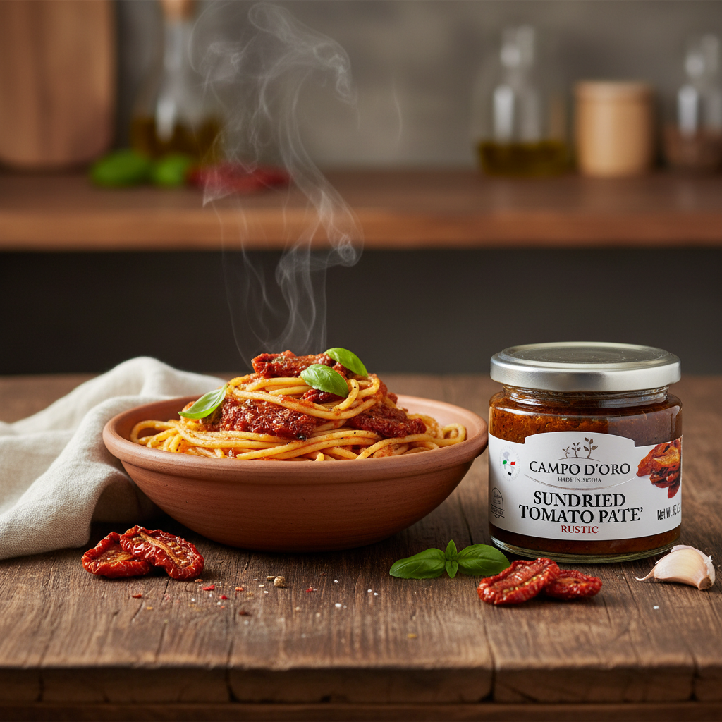 Campo D'Oro, Sundried Tomato Paté, Cream of dried Tomatoes in extra virgin olive oil 6.35 oz.
