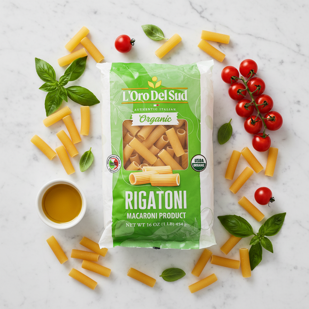 L'Oro Del Sud, Organic Rigatoni Pasta 20 Pack x 1 lb