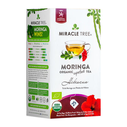 Organic Moringa Tea - Hibiscus - Caffeine-Free Herbal Tea