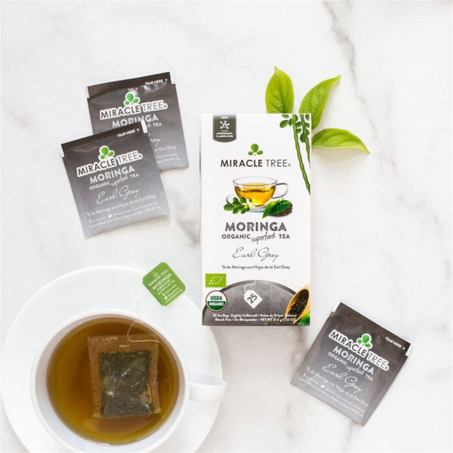 Organic Moringa Tea - Earl Grey - Lightly Caffeinated Herbal Tea