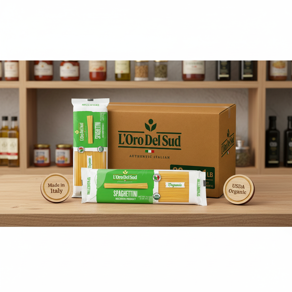L'Oro Del Sud, Organic Spaghettini Pasta 20 Pack x 1 lb