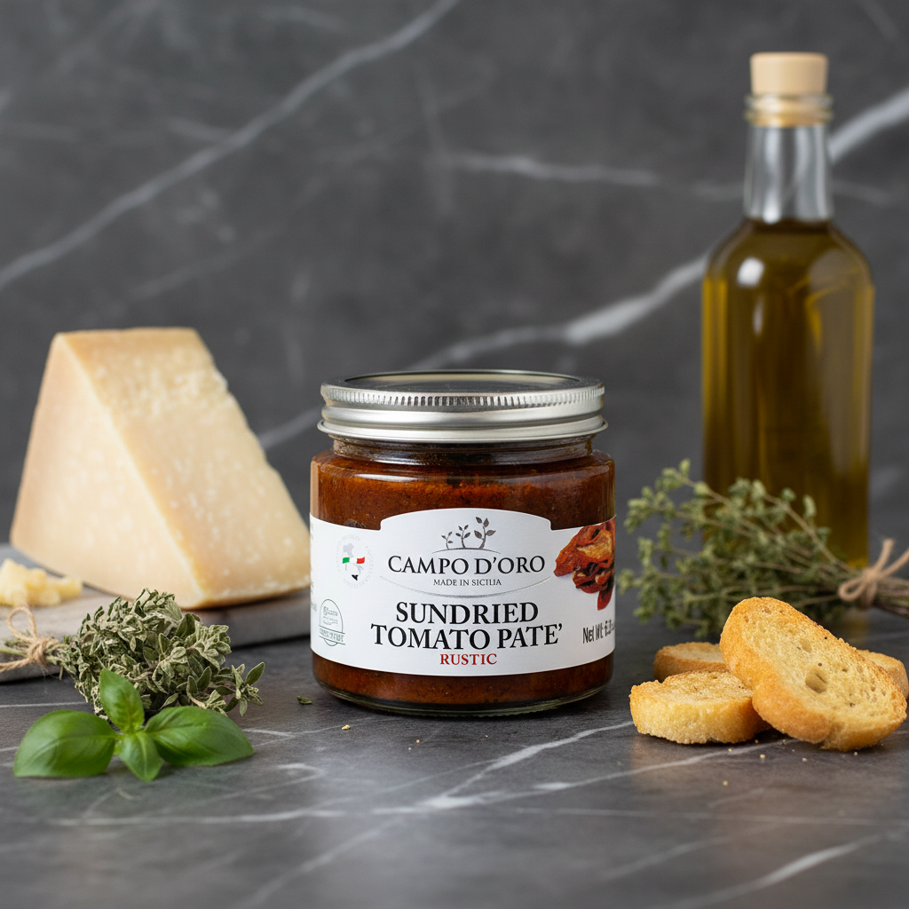 Campo D'Oro, Sundried Tomato Paté, Cream of dried Tomatoes in extra virgin olive oil 6.35 oz.