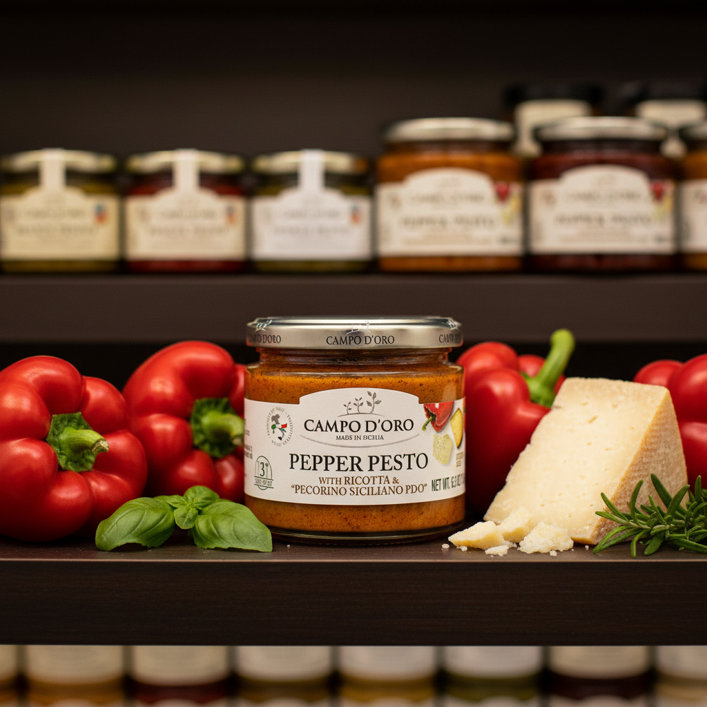 Campo D'Oro, Pepper and Ricotta Pesto with Pecorino, 6.35oz