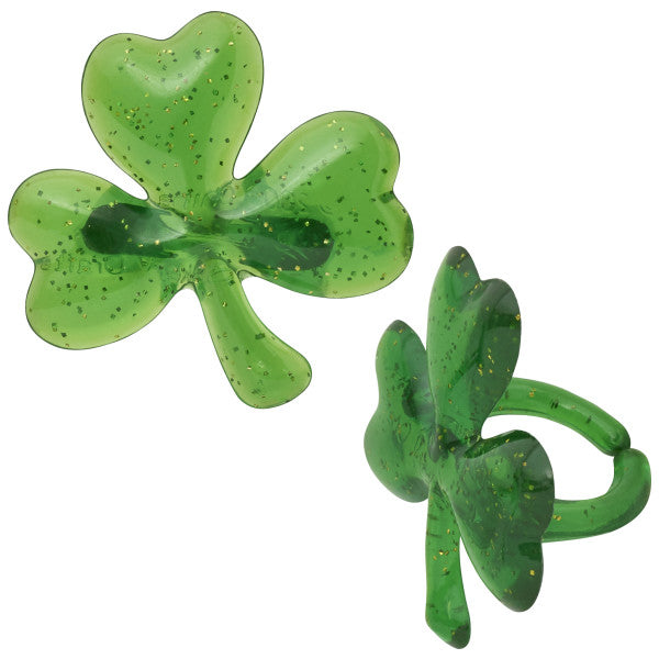 Shamrock Puffy Glitter Cupcake Rings - 24 or 144 ct