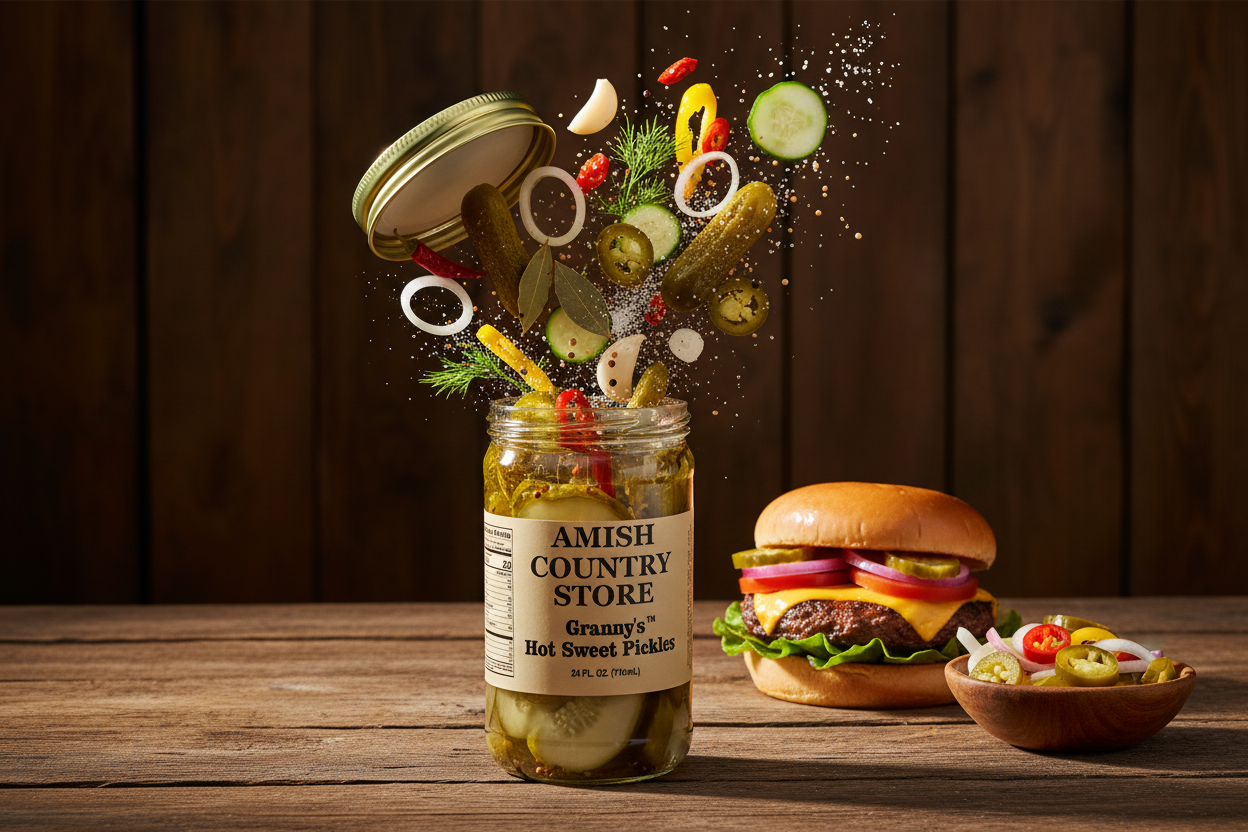 Granny’s Hot Sweet Pickles | Sweet & Spicy Country Pickles | 24 oz