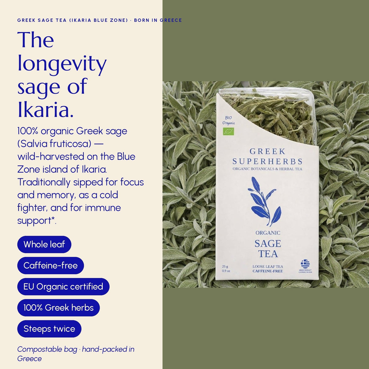 Greek Sage Tea (Ikaria Blue Zone)