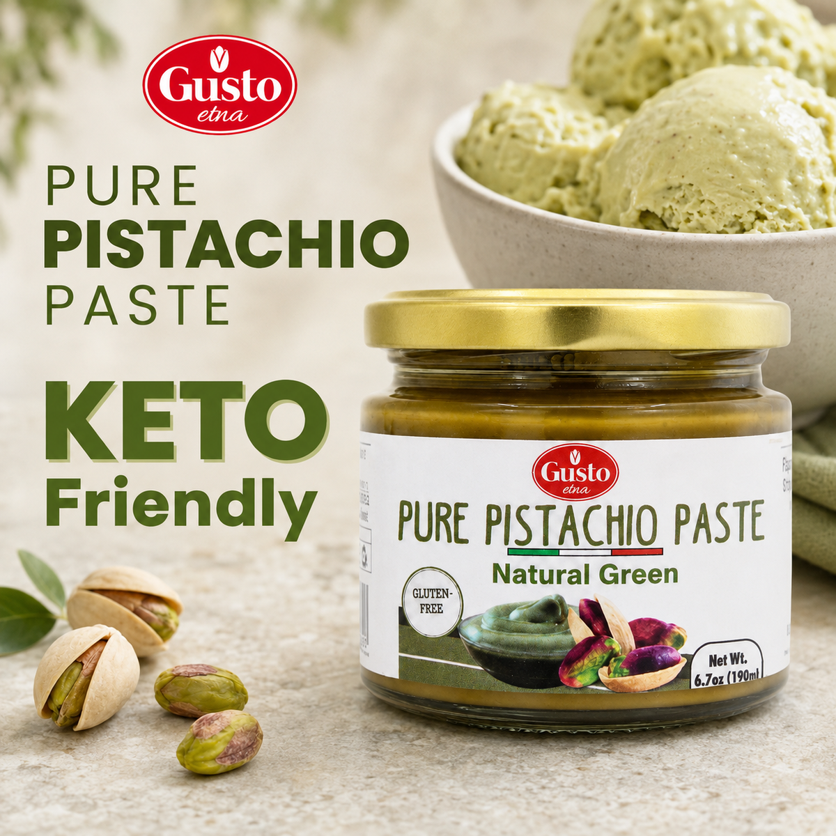 Gusto Etna 100% Pistachio Paste – 172g / 6.07 oz