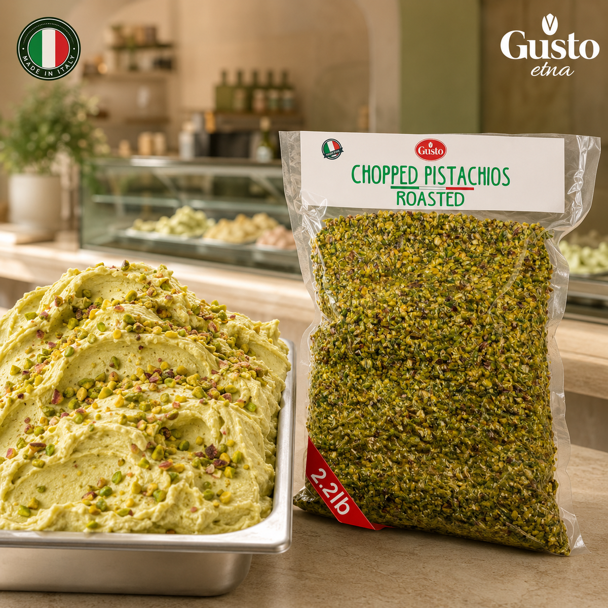 Gusto Etna Roasted Chopped Pistachios – 1kg / 2.2 lb Bulk