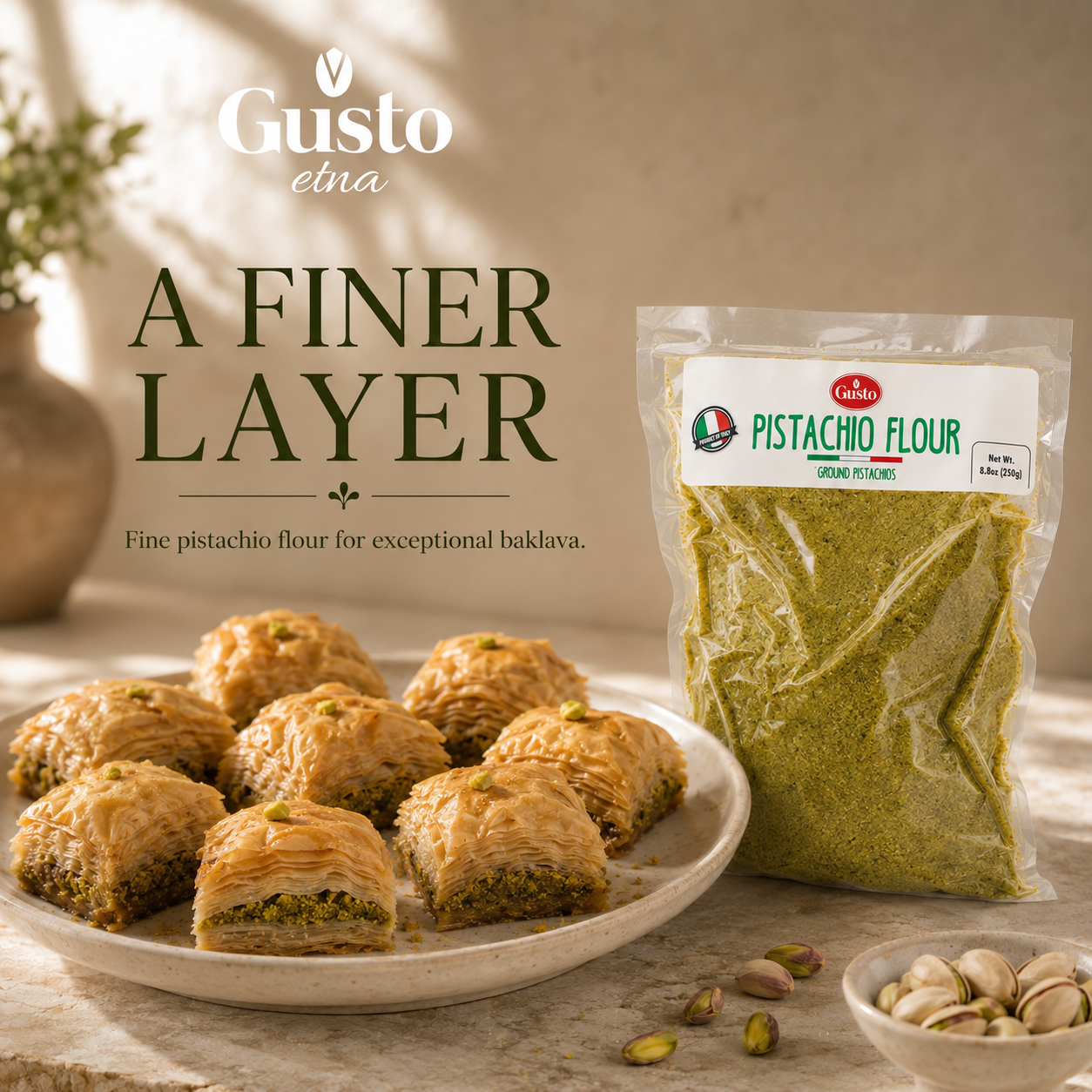 Gusto Etna Sicilian Pistachio Flour – 250g / 8.8 oz