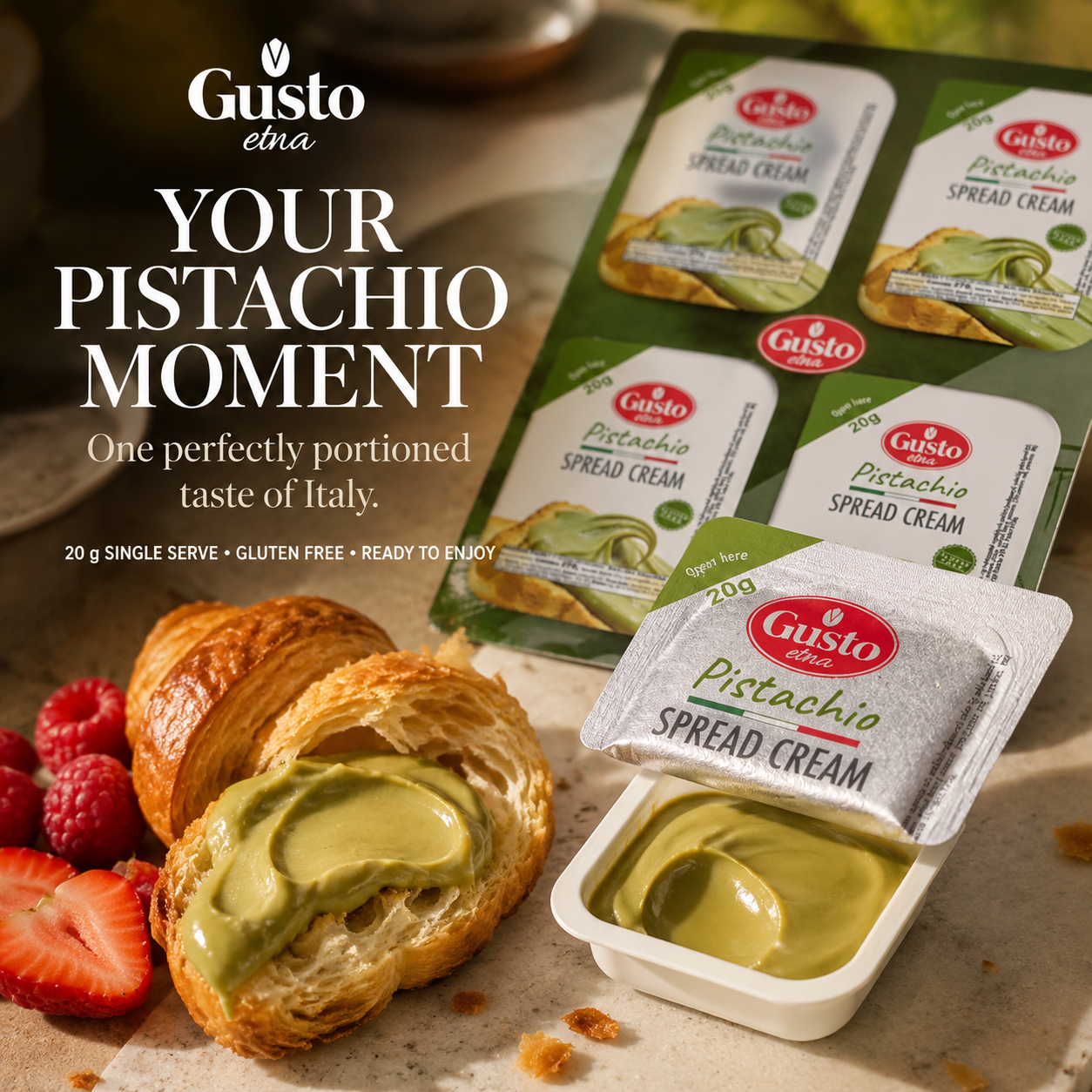 Gusto Etna, Pistachio Cream Cups, 40 Cups, 20 g each