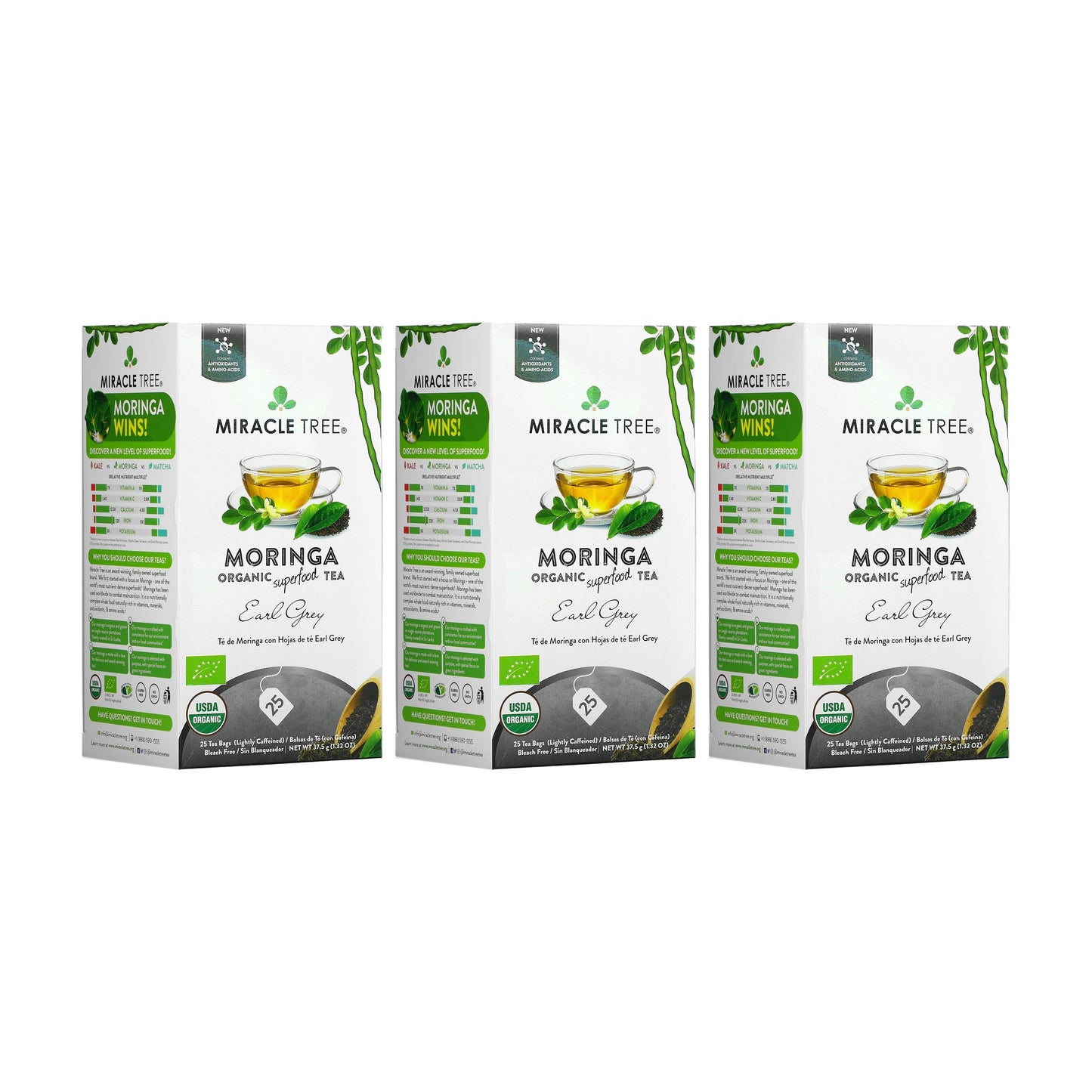 Organic Moringa Tea - Earl Grey - Lightly Caffeinated Herbal Tea