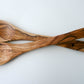 Hand-Carved Olive Wood Salad Servers | Spoon & Spork Set