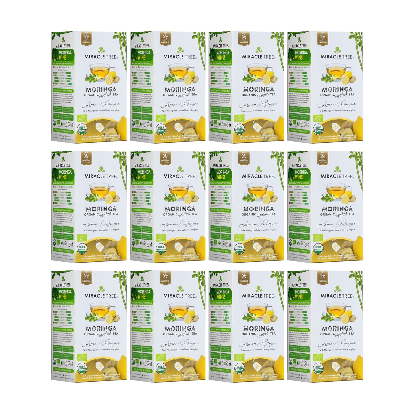Organic Moringa Tea - Lemon & Ginger - Caffeine-Free Herbal Tea