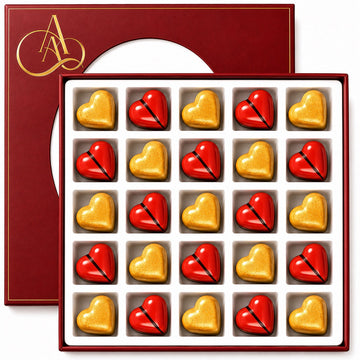 Andy Anand White Chocolate Heart Gift Box, 25 pc, 60% Cocoa – Gluten-Free, Silky Smooth, Valentine's Day, Anniversary & Special Gift