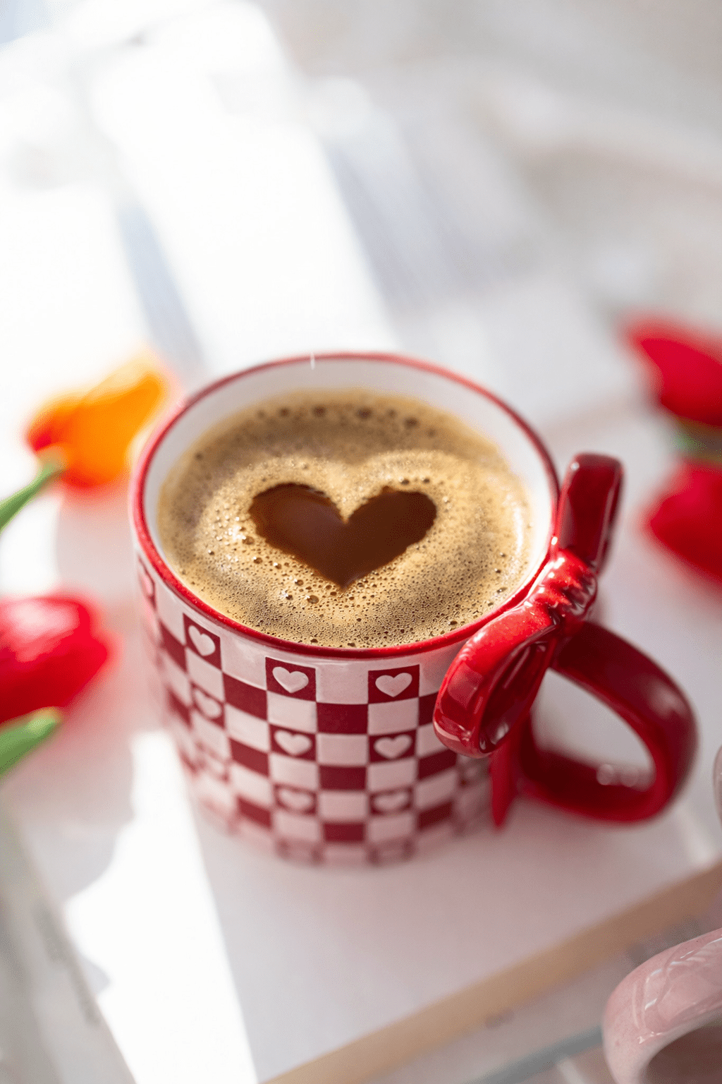 Bowknot Heart Ceramic Mug with Dots Pattern – Romantic Coffee & Tea Cup for Gifts
