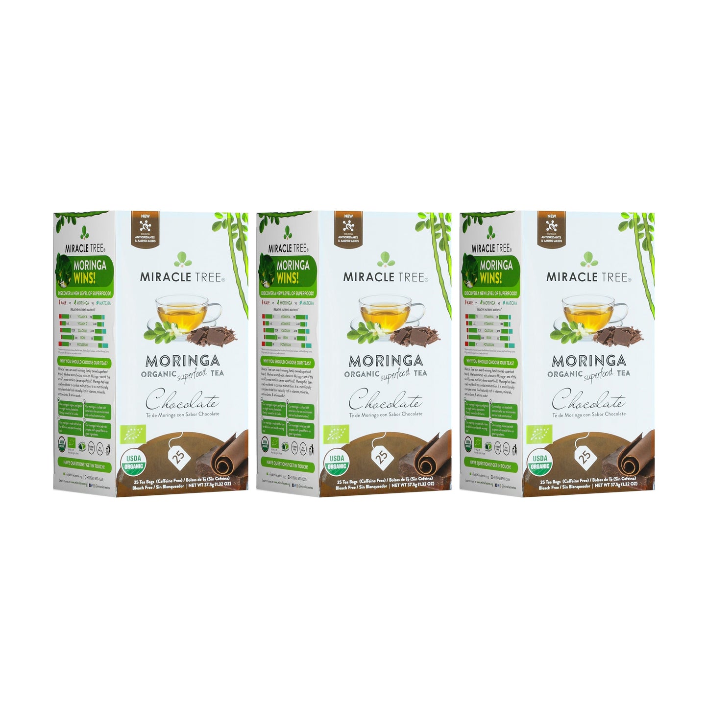 Organic Moringa Tea - Chocolate - Caffeine-Free Herbal Tea