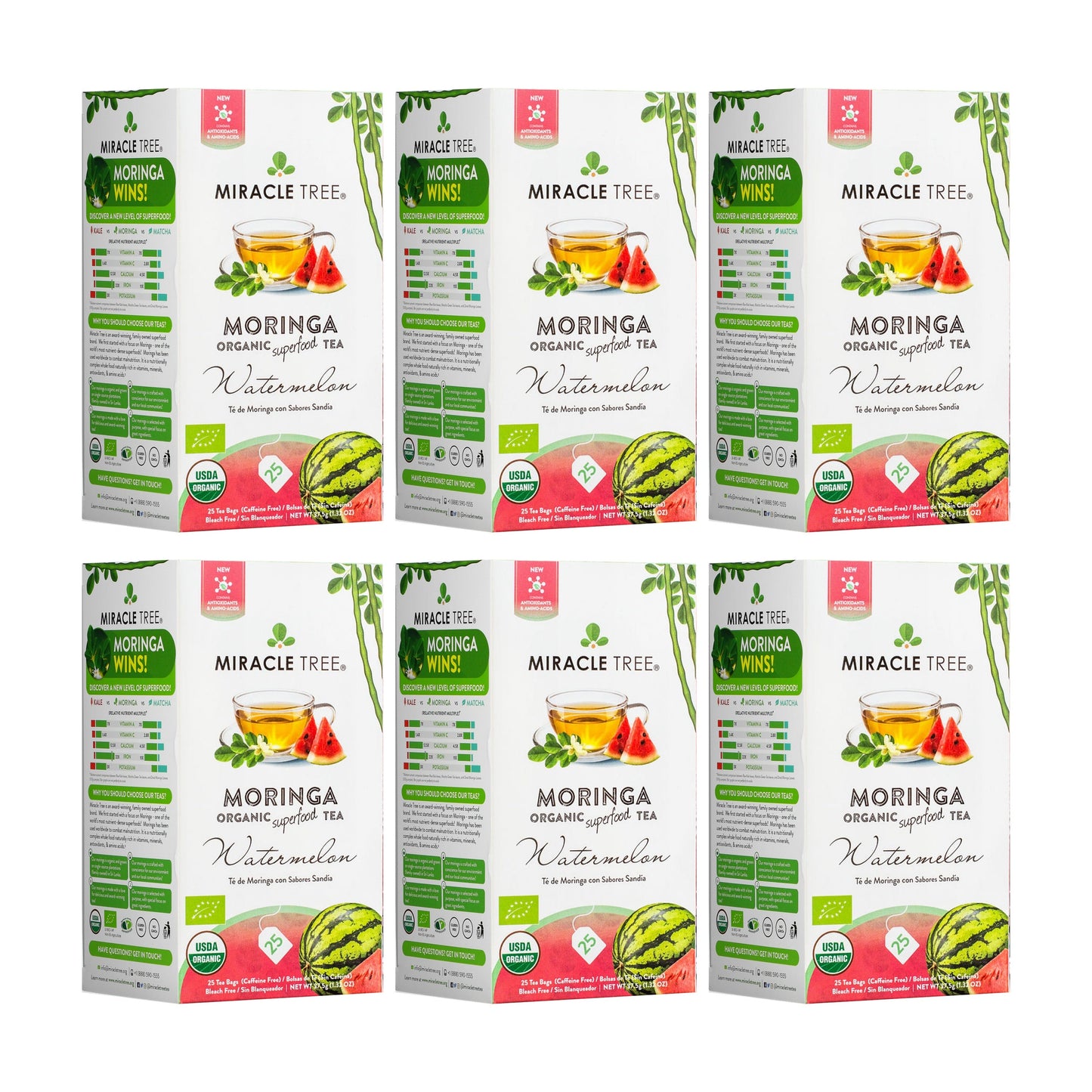 Organic Moringa Tea - Watermelon - Caffeine-Free Herbal Tea