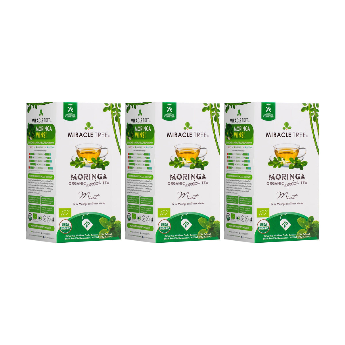 Organic Moringa Tea - Mint - Caffeine-Free Herbal Tea